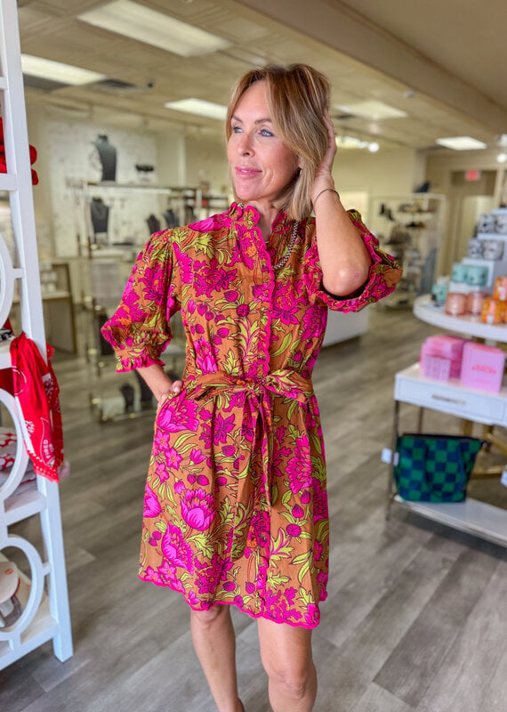 J.HOFFMAN'S Tucker Dress in Brown