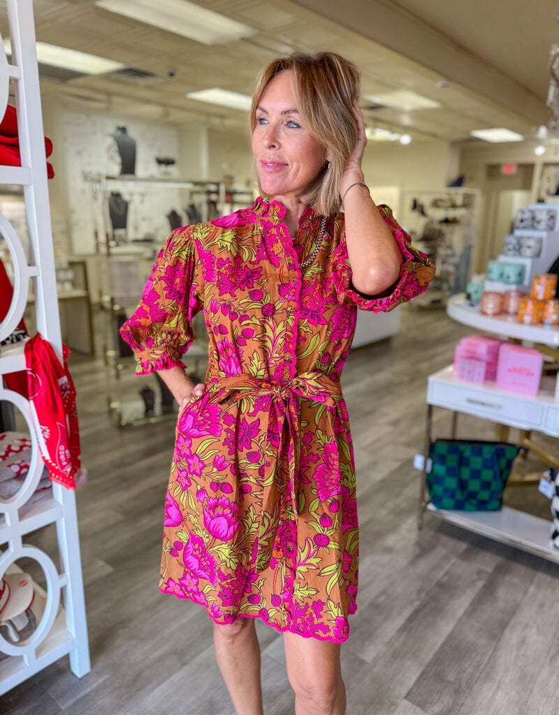 J.HOFFMAN'S Tucker Dress in Brown