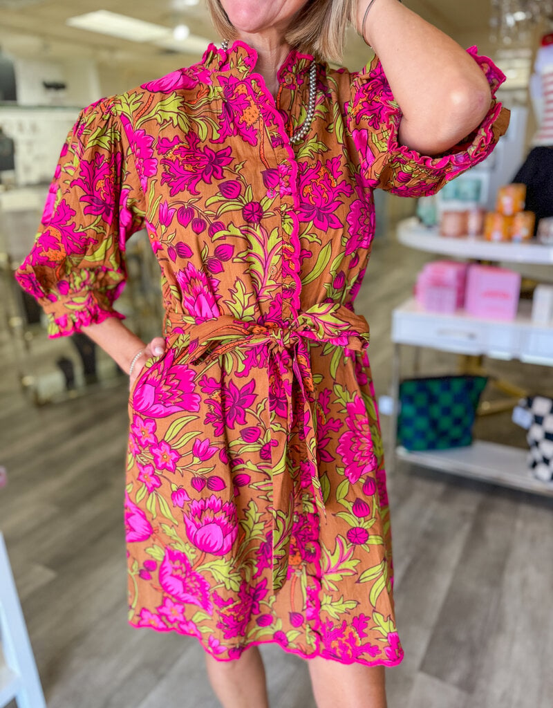 J.HOFFMAN'S Tucker Dress in Brown