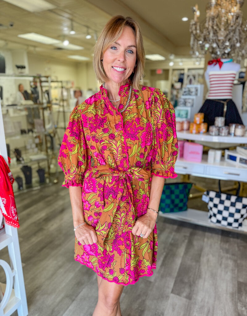 J.HOFFMAN'S Tucker Dress in Brown