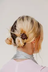 J.HOFFMAN'S Rose Mini Clips in Brown & Cream (2 Pack)