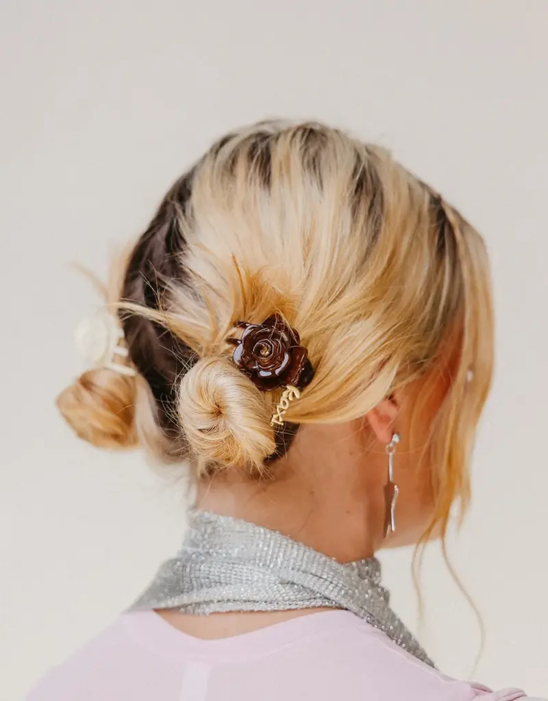 J.HOFFMAN'S Rose Mini Clips in Brown & Cream (2 Pack)