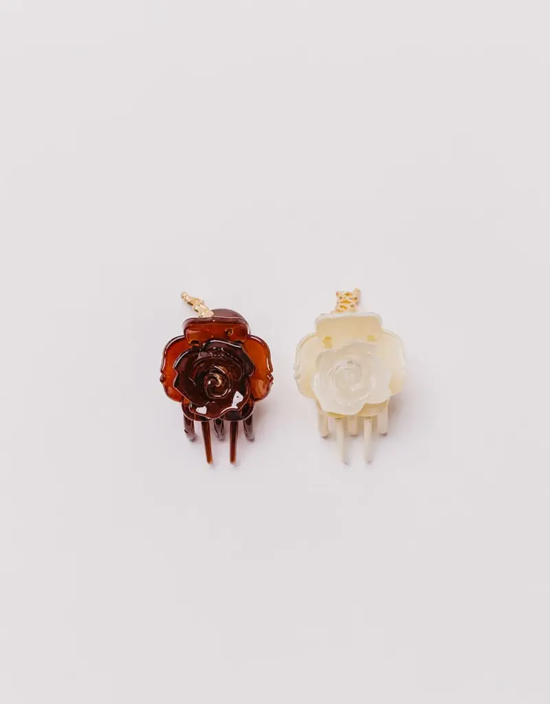 J.HOFFMAN'S Rose Mini Clips in Brown & Cream (2 Pack)