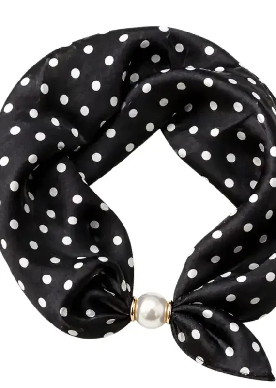J.HOFFMAN'S Black Polka Dot Magnetic Scarf Necklace