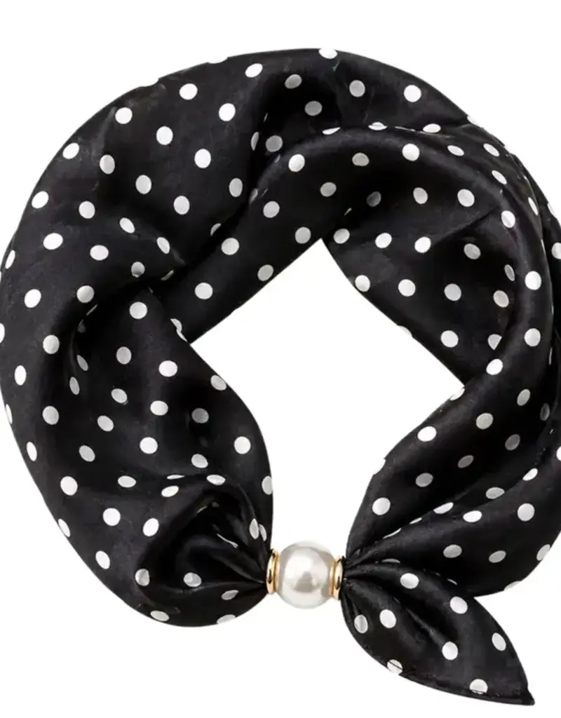 J.HOFFMAN'S Black Polka Dot Magnetic Scarf Necklace