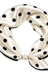 J.HOFFMAN'S White Polka Dot Magnetic Scarf Necklace