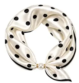 J.HOFFMAN'S White Polka Dot Magnetic Scarf Necklace