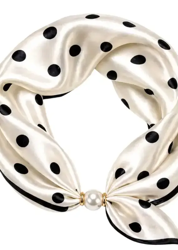 J.HOFFMAN'S White Polka Dot Magnetic Scarf Necklace