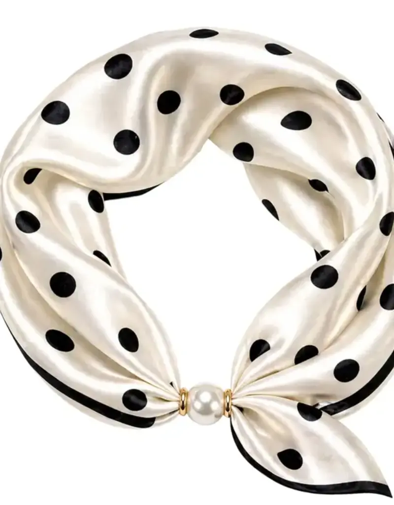 J.HOFFMAN'S White Polka Dot Magnetic Scarf Necklace