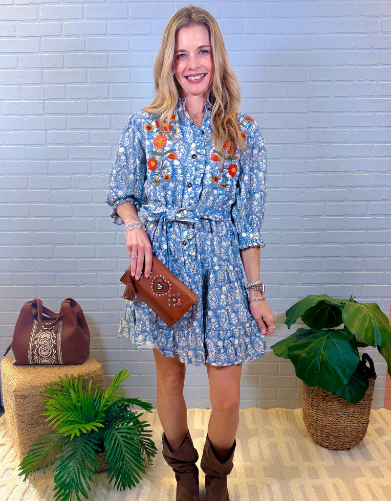 J.HOFFMAN'S Ribben Dress in Blue Floral