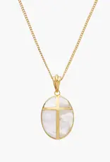 J.HOFFMAN'S Mother of Pearl Cross Pendant Necklace