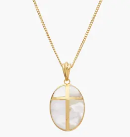 J.HOFFMAN'S Mother of Pearl Cross Pendant Necklace