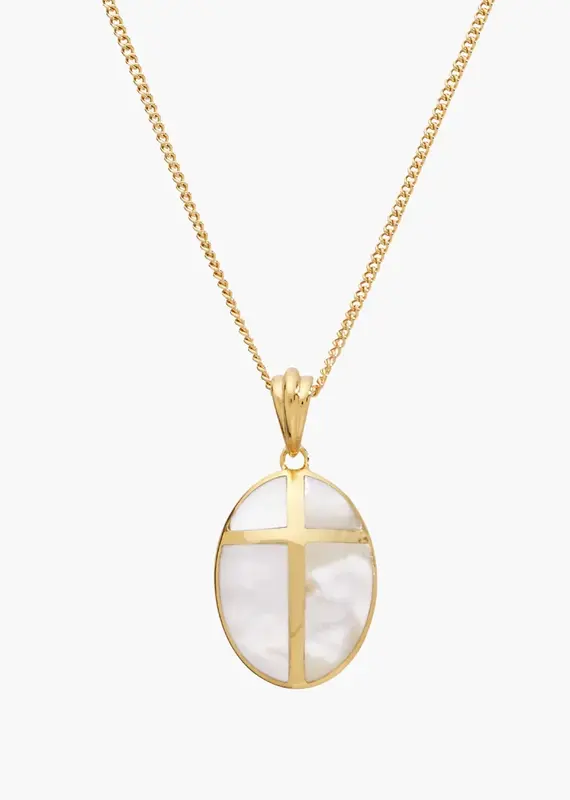 J.HOFFMAN'S Mother of Pearl Cross Pendant Necklace