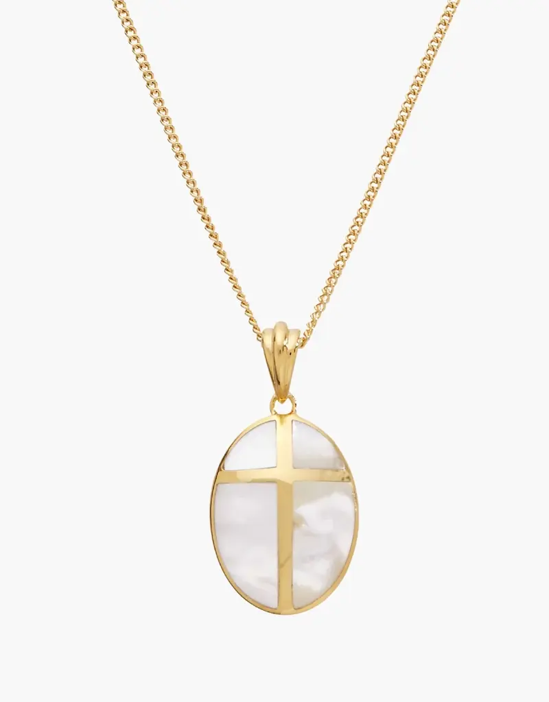 J.HOFFMAN'S Mother of Pearl Cross Pendant Necklace