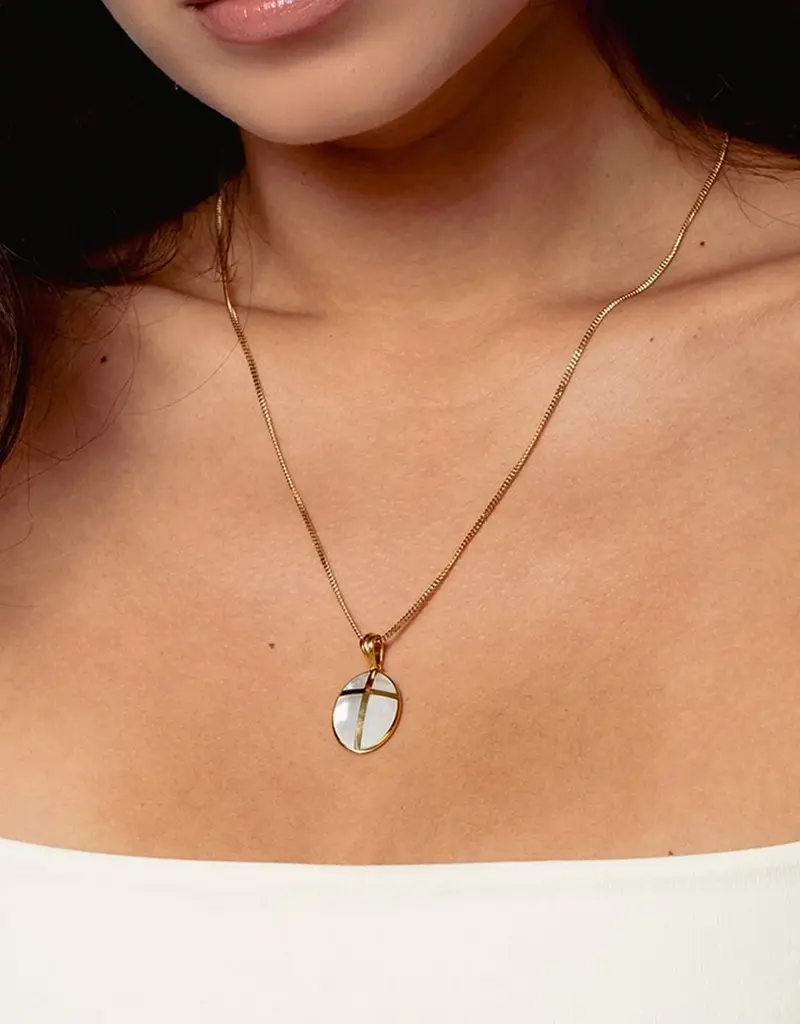 J.HOFFMAN'S Mother of Pearl Cross Pendant Necklace