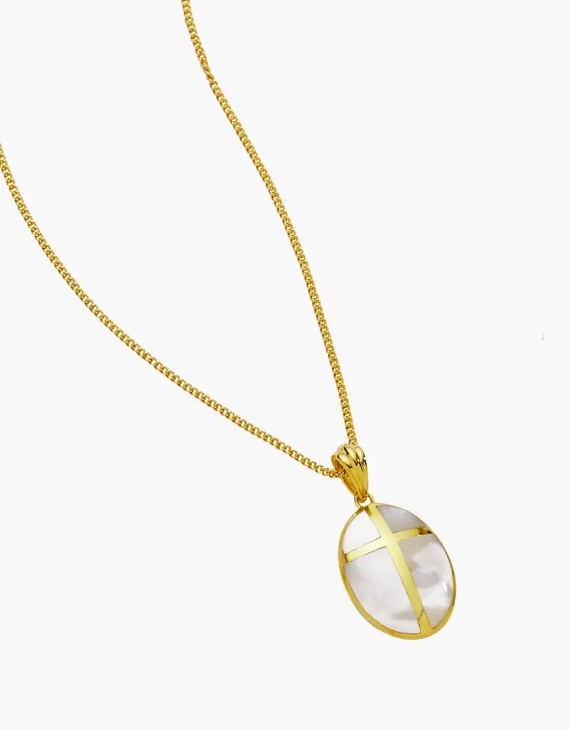 J.HOFFMAN'S Mother of Pearl Cross Pendant Necklace