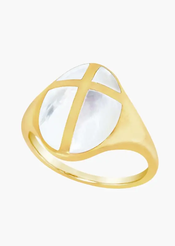 J.HOFFMAN'S Mother of Pearl Cross Ring