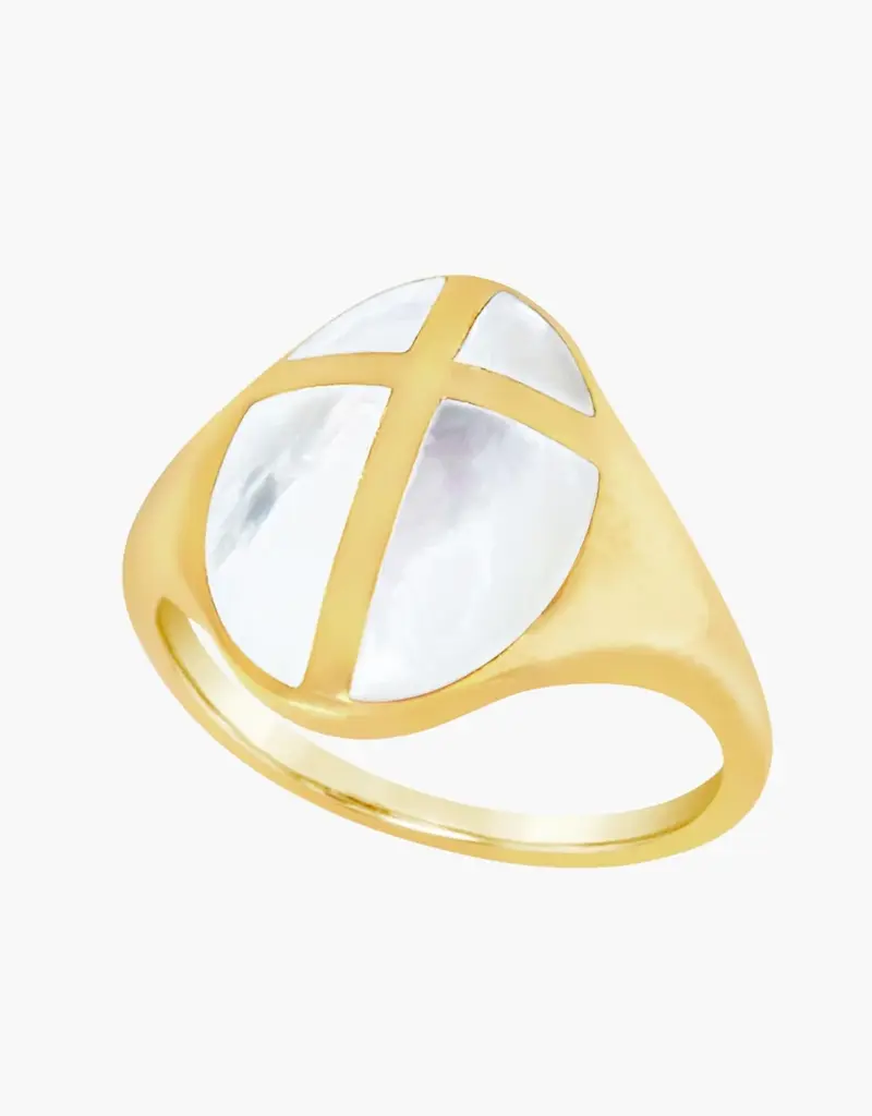 J.HOFFMAN'S Mother of Pearl Cross Ring