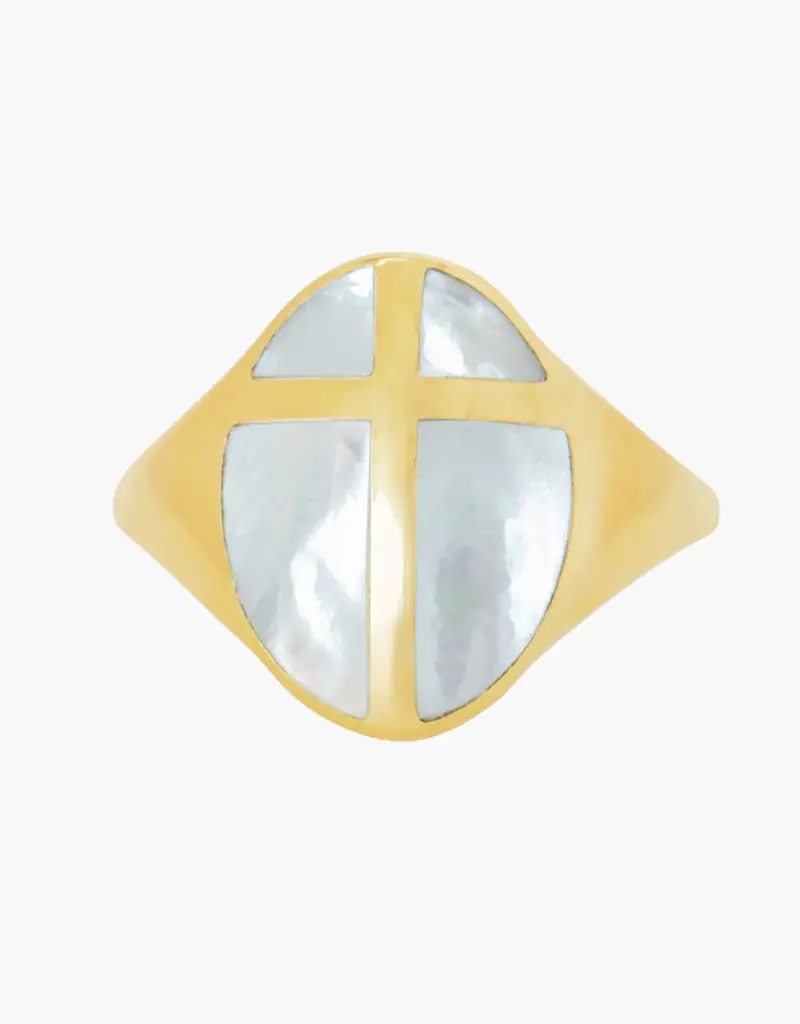 J.HOFFMAN'S Mother of Pearl Cross Ring