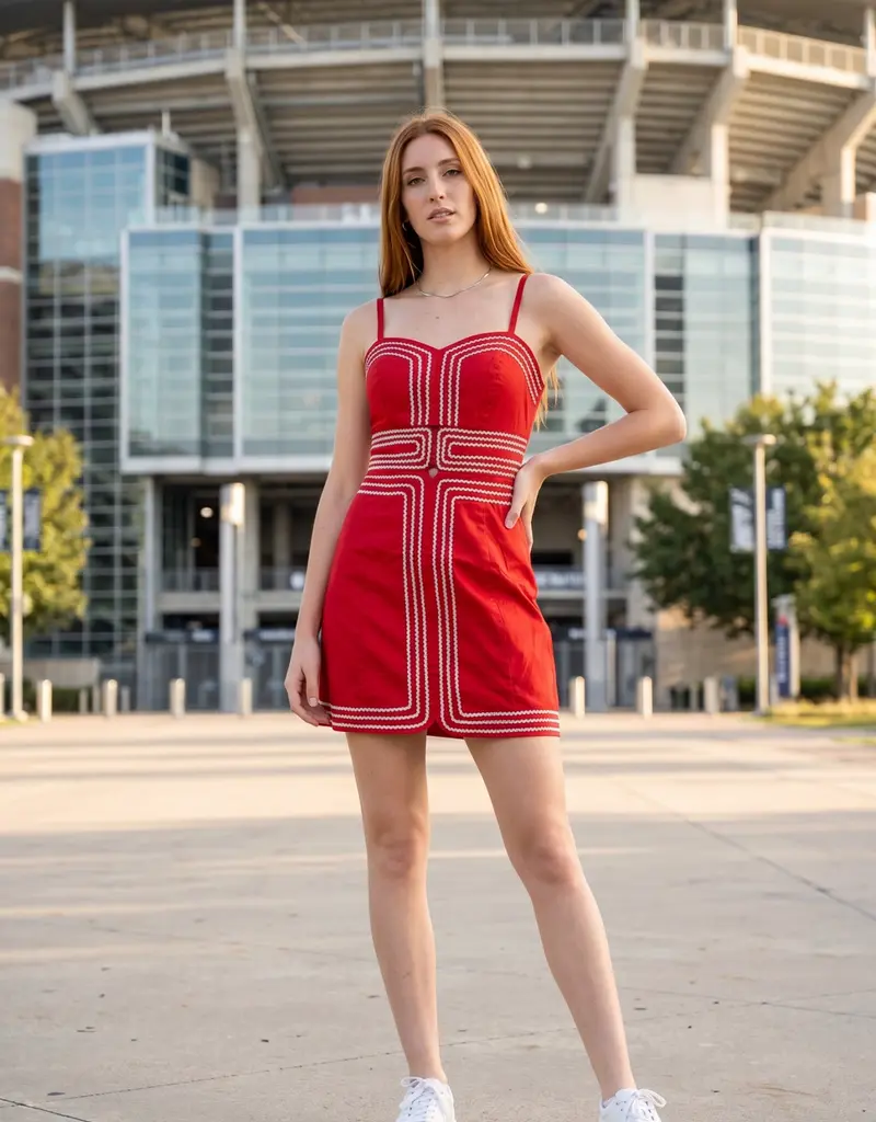 J.HOFFMAN'S Biddy Dress in Red w/ Silver
