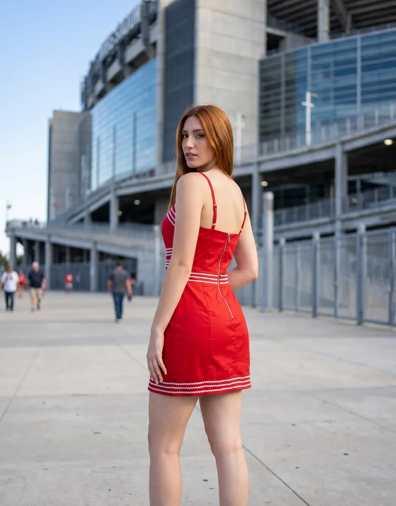 J.HOFFMAN'S Biddy Dress in Red w/ Silver