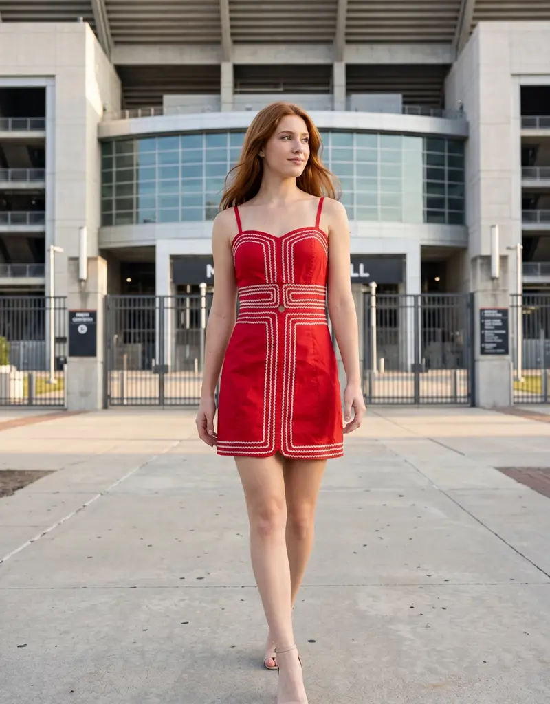 J.HOFFMAN'S Biddy Dress in Red w/ Silver