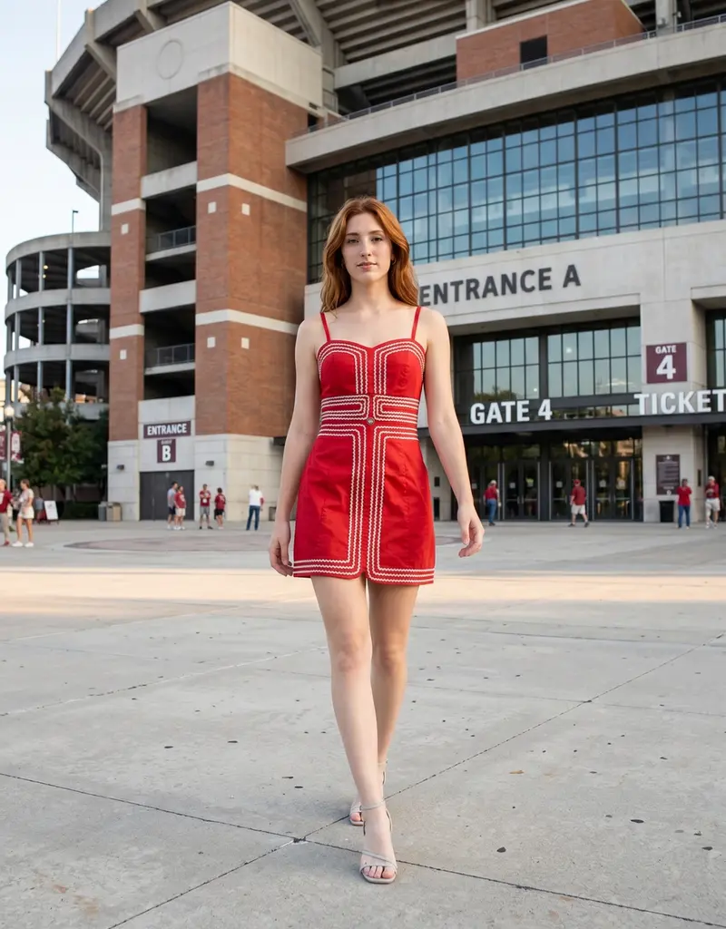J.HOFFMAN'S Biddy Dress in Red w/ Silver
