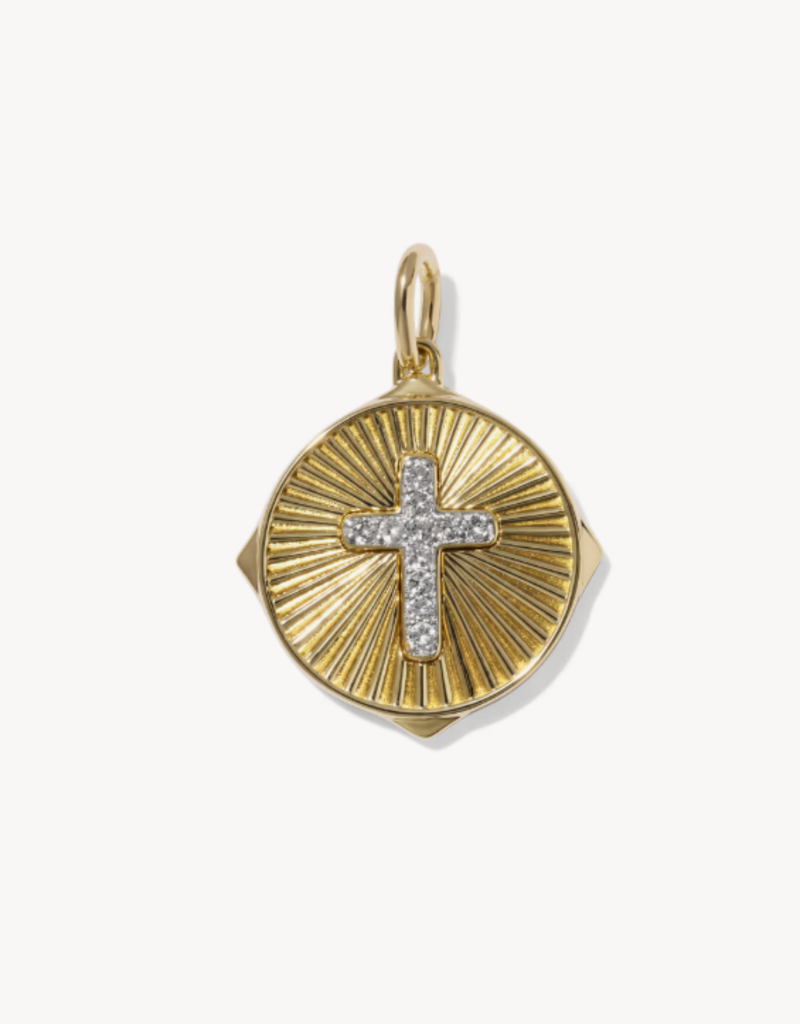 KENDRA SCOTT Cross Sunray Charm in White Topaz