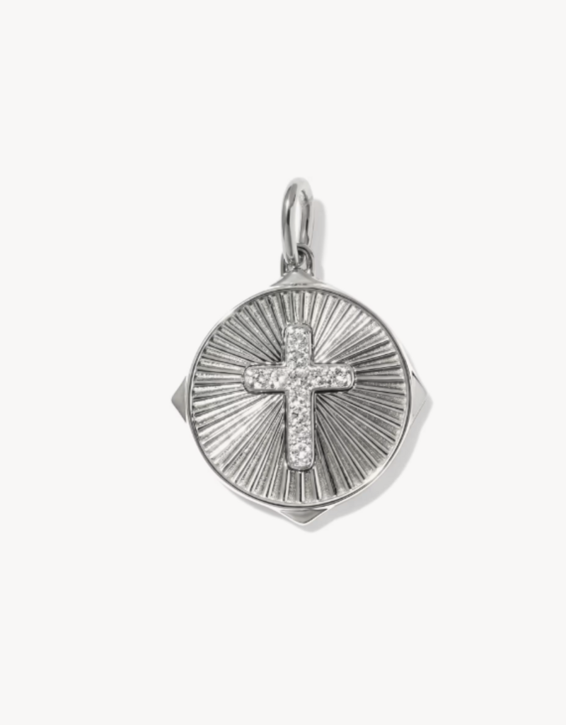 KENDRA SCOTT Cross Sunray Charm in White Topaz