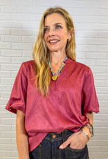 J.HOFFMAN'S Merlot Luxe Suede Top