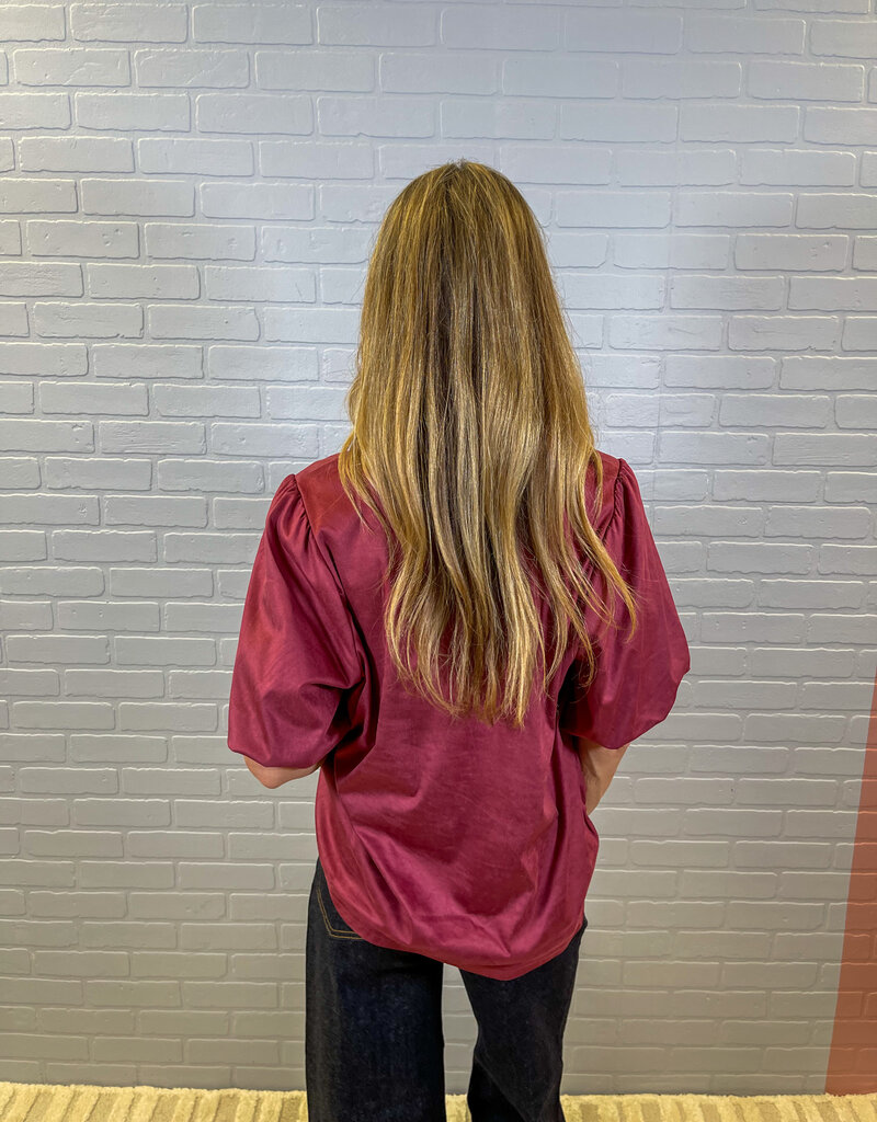 J.HOFFMAN'S Merlot Luxe Suede Top