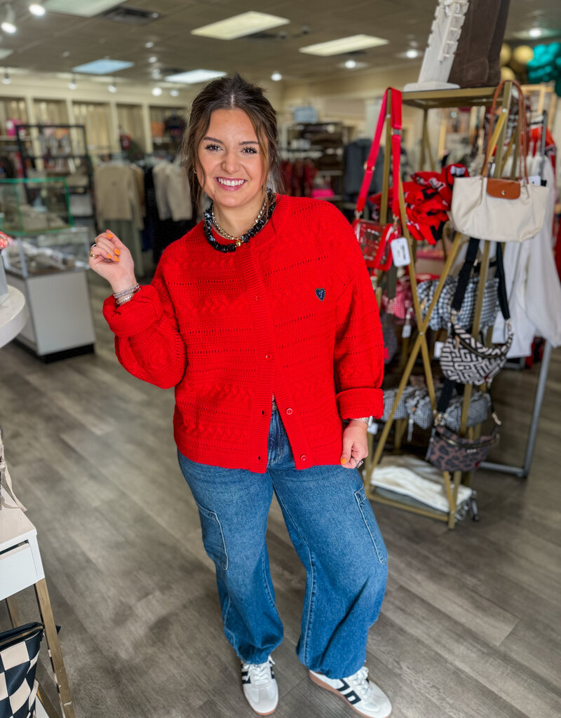 J.HOFFMAN'S Daigoji Cardigan in Rouge