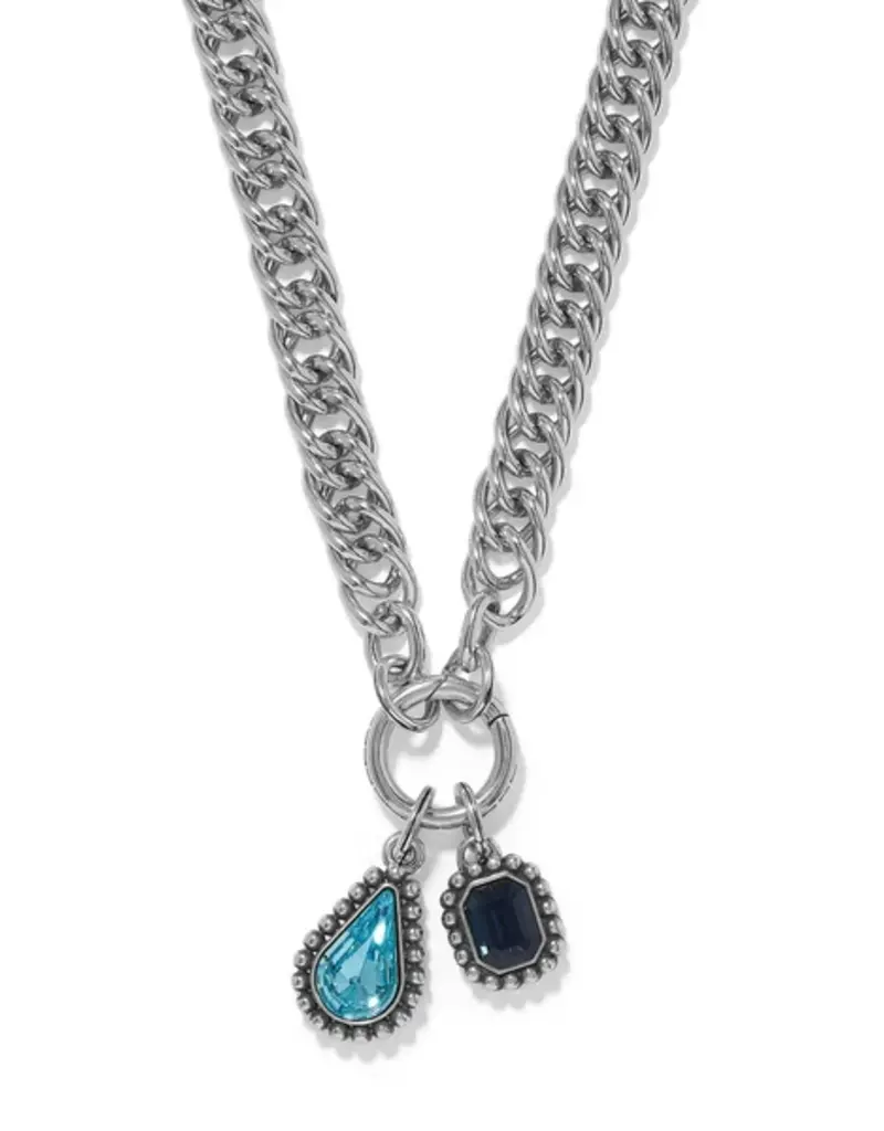 Twinkle Luxe Charm Link Necklace in Blue