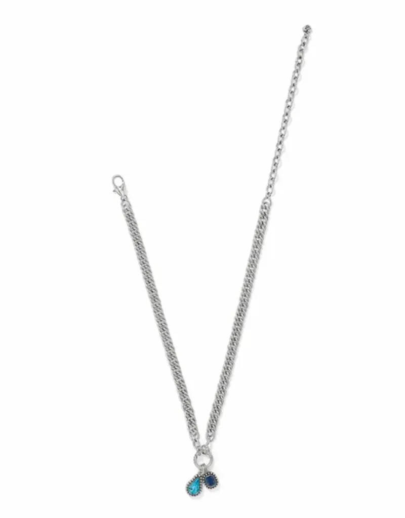 Twinkle Luxe Charm Link Necklace in Blue