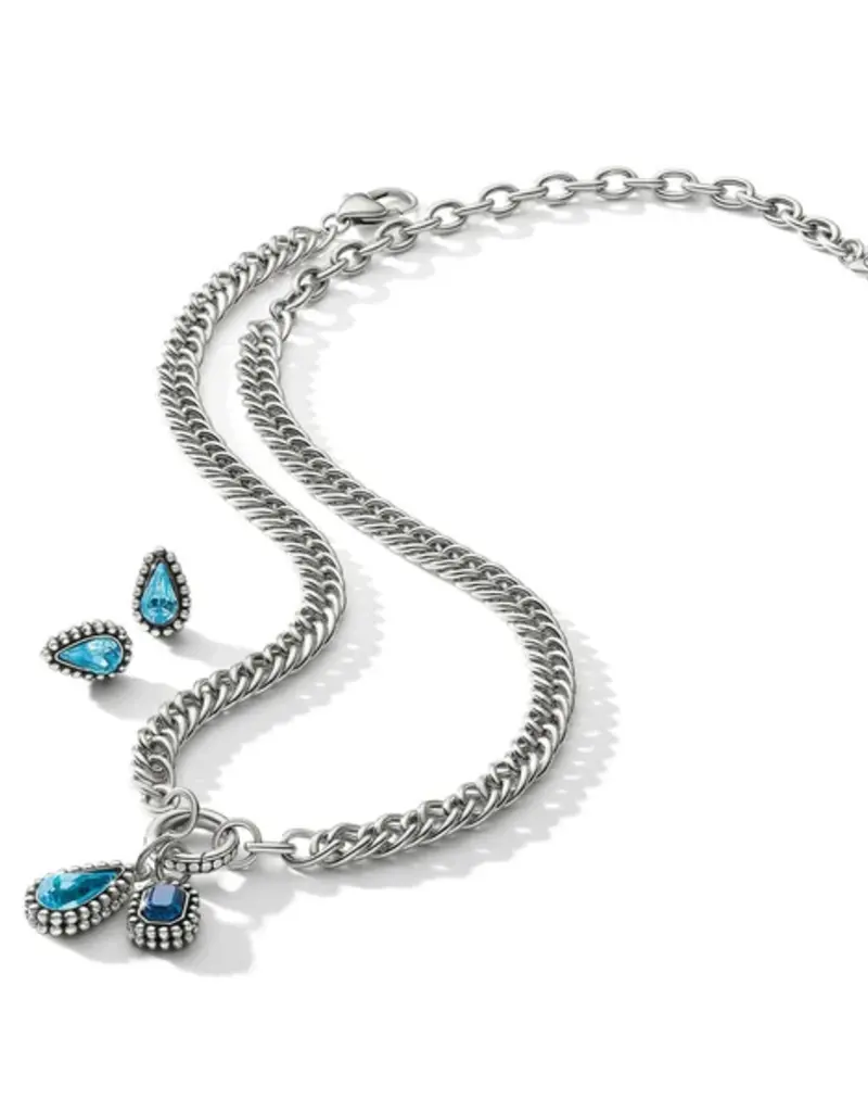 Twinkle Luxe Charm Link Necklace in Blue