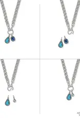 Twinkle Luxe Charm Link Necklace in Blue