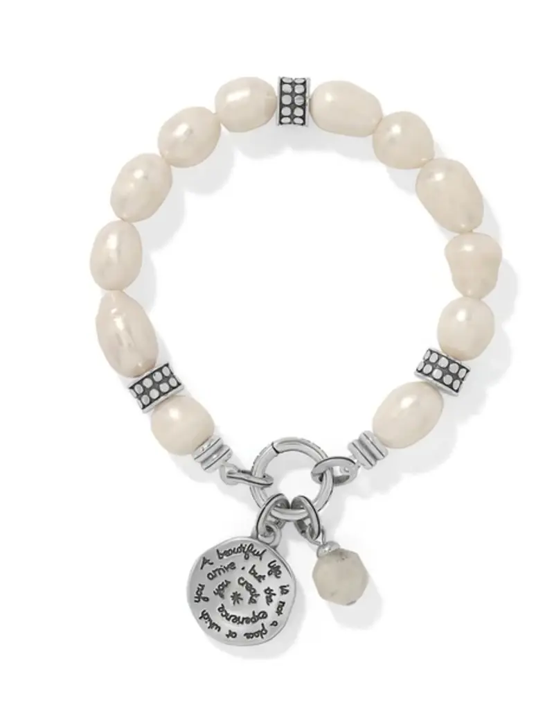 Token Pearl Charm Stretch Bracelet