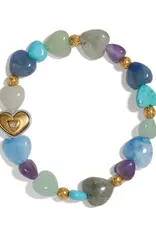 One Heart Multi Heart Beaded Stretch Bracelet