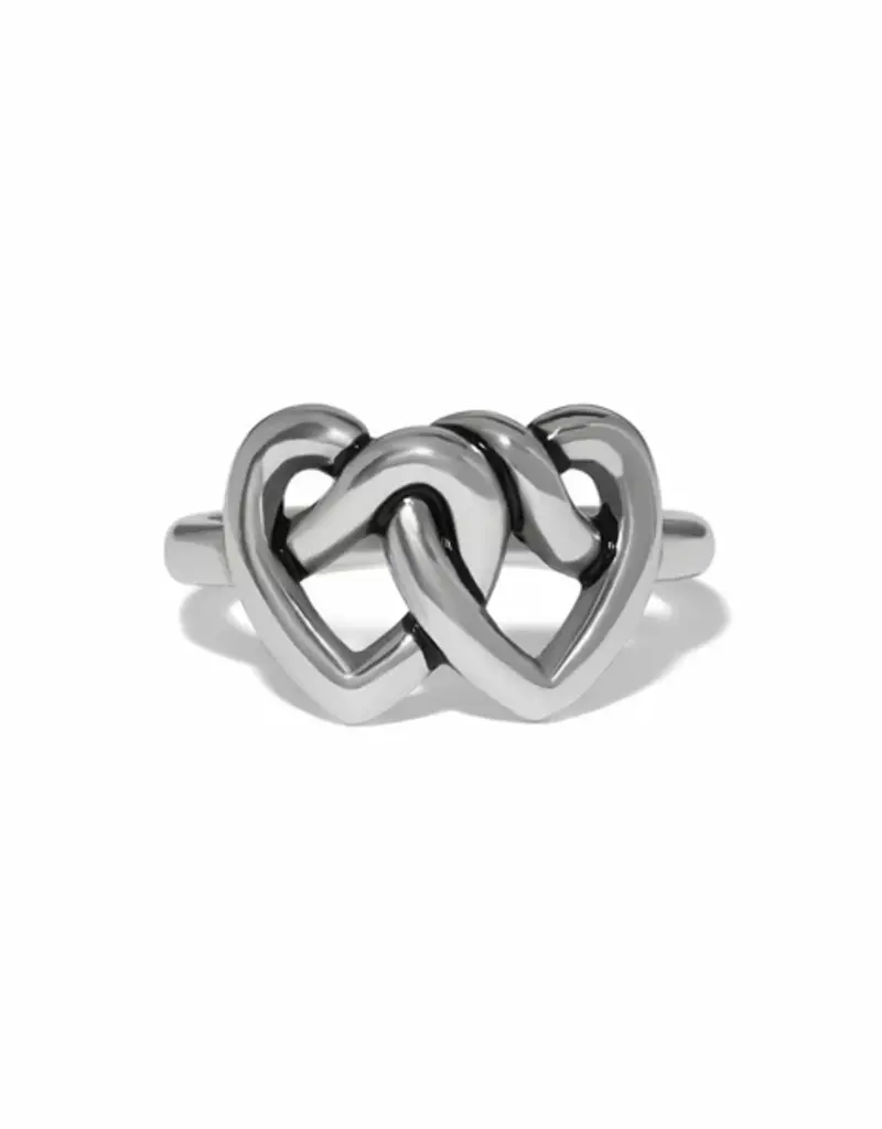 Interlok Linked Hearts Ring in Silver