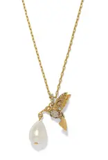 Trust Your Journey Petite Pearl Hummingbird Necklace