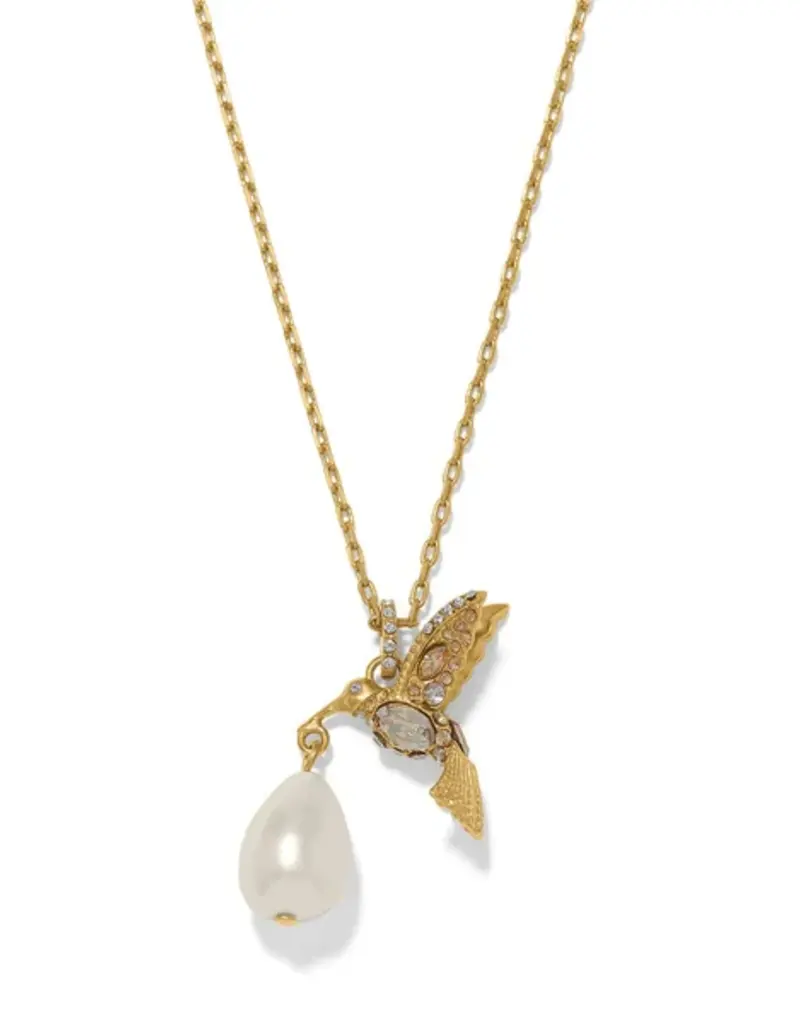Trust Your Journey Petite Pearl Hummingbird Necklace