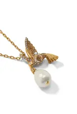 Trust Your Journey Petite Pearl Hummingbird Necklace