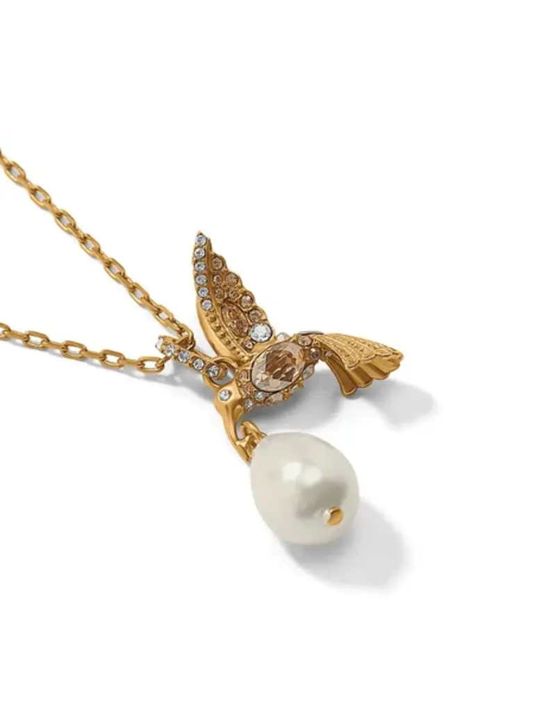 Trust Your Journey Petite Pearl Hummingbird Necklace