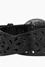 Pierced Filigree Trophy Belt in Black