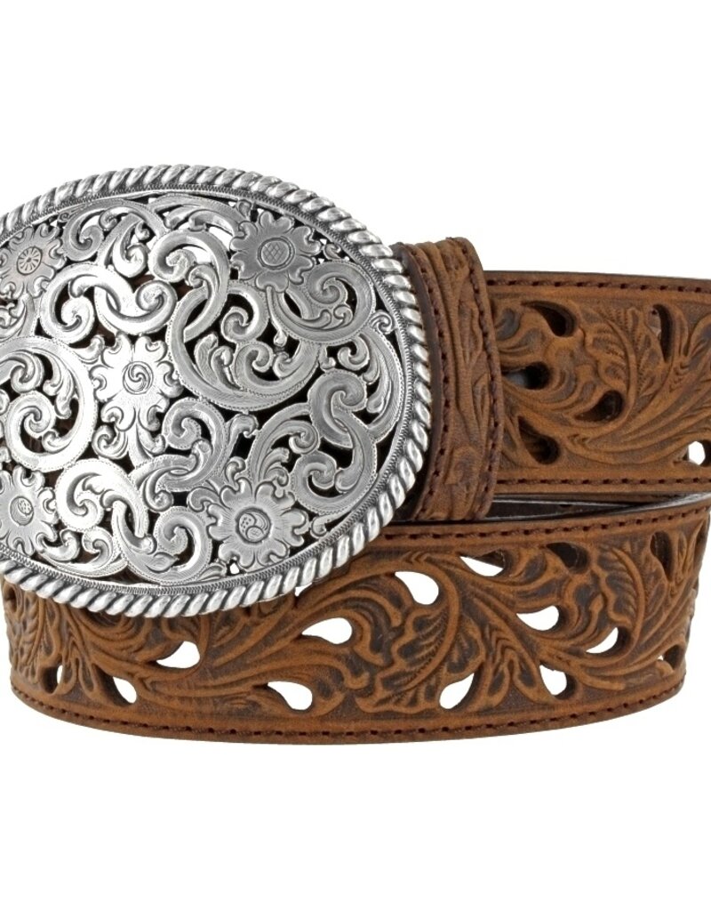 Pierced Filigree Trophy Belt in Bark