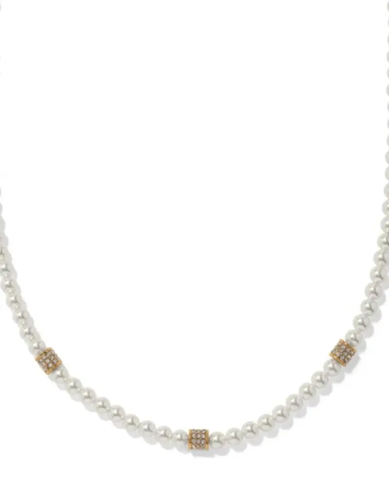 Meridian Petite Pearl Two Tone Station Necklace