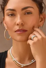 Meridian Petite Pearl Two Tone Station Necklace