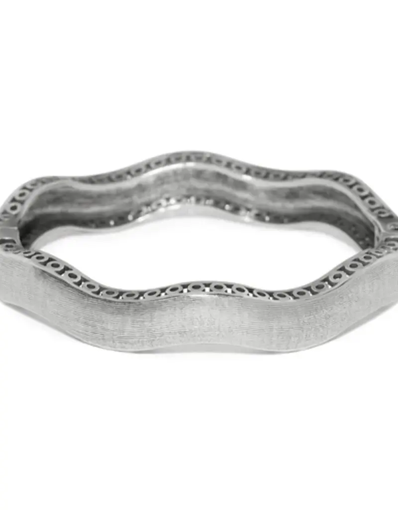 Inner Circle Wide Hinged Bangle in Silver