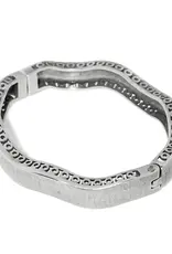 Inner Circle Wide Hinged Bangle in Silver
