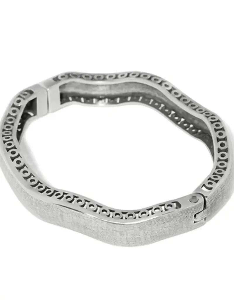 Inner Circle Wide Hinged Bangle in Silver